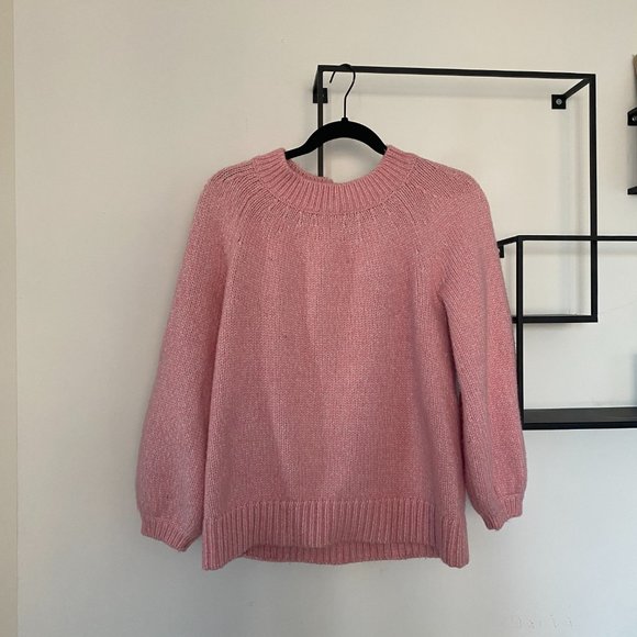 Loft Balloon Sleeve Pink Tie Sweater Size M - Picture 6 of 9